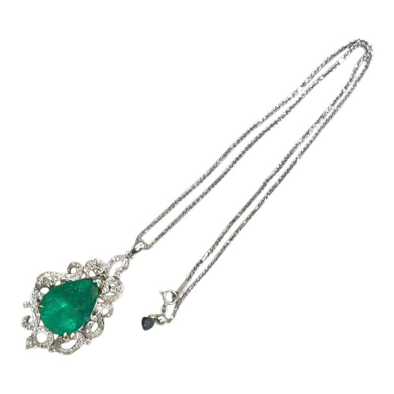 楽天市場】エメラルド 2.4ct ネックレス K18WG ホワイトゴールド