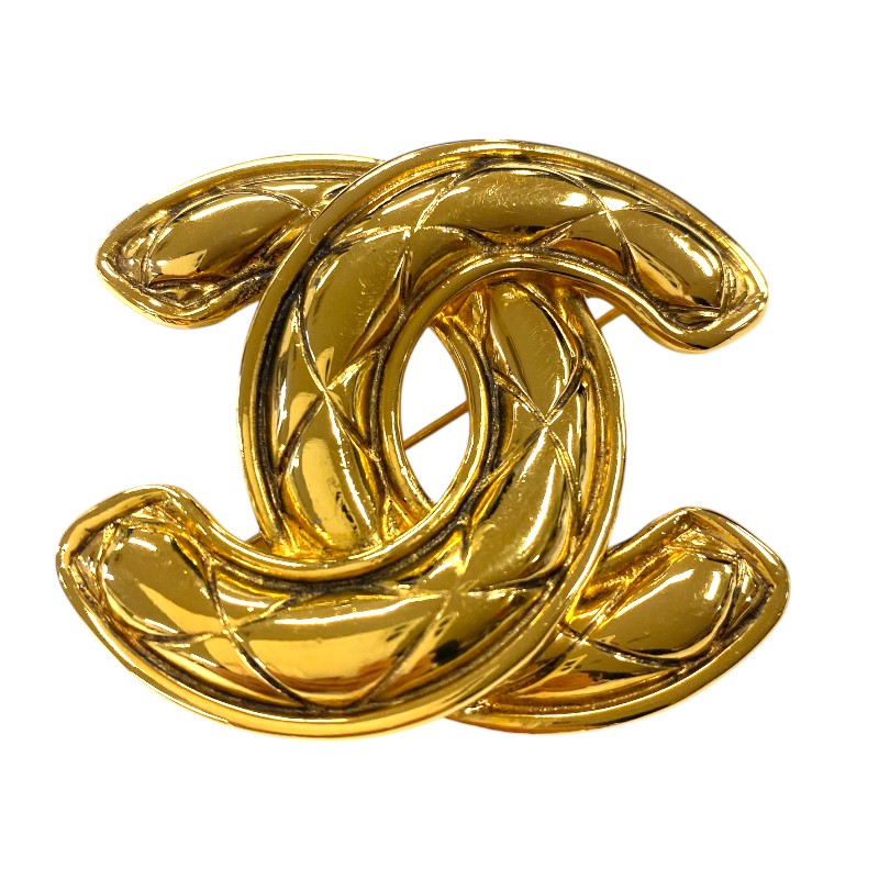 ☆美品☆ビンテージシャネル クロスブローチ☆1990年代☆ゴールド Vintage Brooch | CHANEL CC Logo Monogram Quilted Brooch Pin
