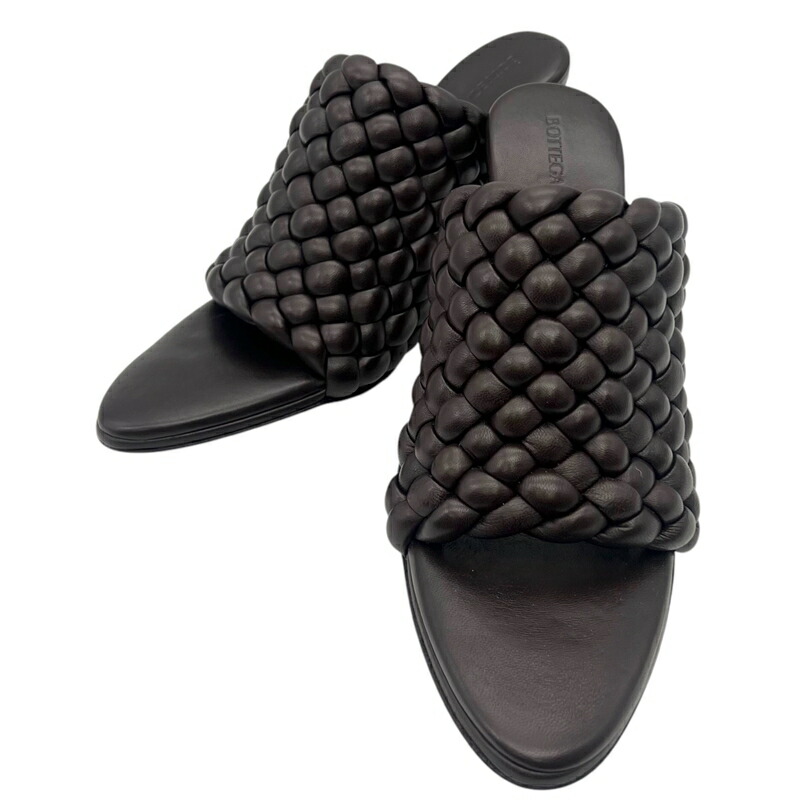 未使用級　ボッテガヴェネタ　ミュール　イントレチャート　スリッパ　赤　37　箱付 ボッテガヴェネタ BOTTEGA VENETA サンダル ミュール ハイヒール