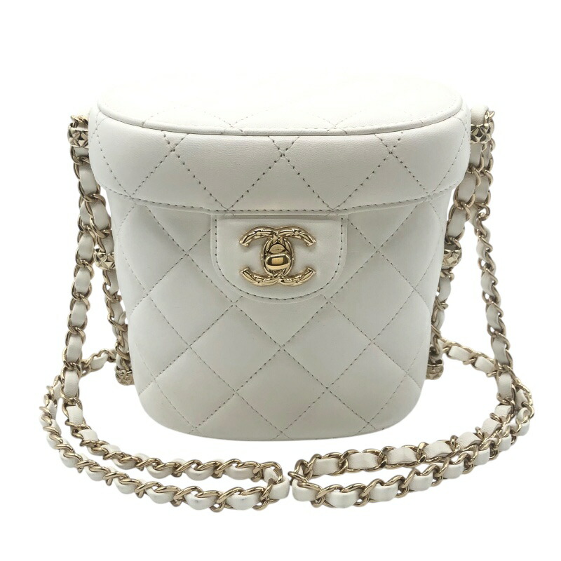 シャネル CHANEL クルーズ　バニティケース　チェーンショルダーバッグ AS3708 ホワイト　GD金具 ラム レディース ショルダーバッグ【中古】