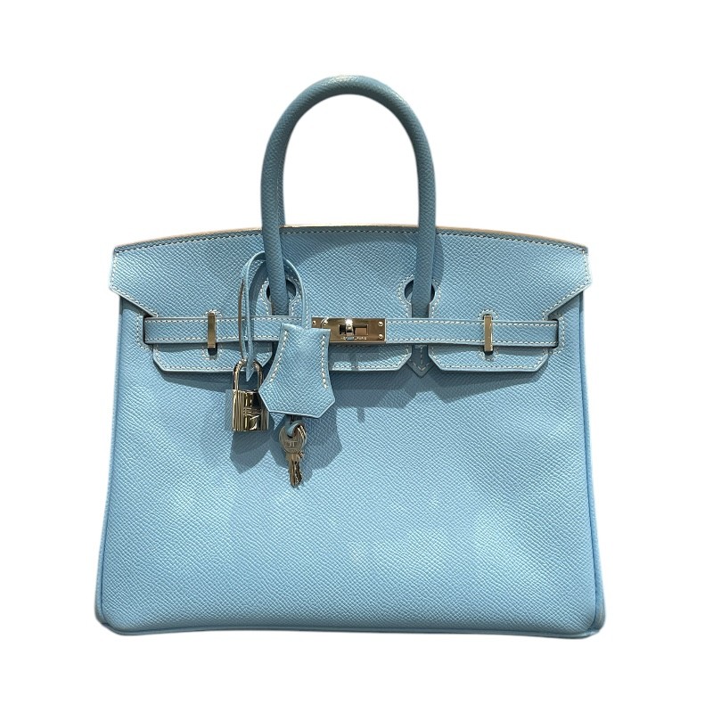 エルメス HERMES バーキン25キャンディ □O刻 セレスト・ミコノス　シルバー金具 ヴォーエプソン レディース ハンドバッグ【中古】