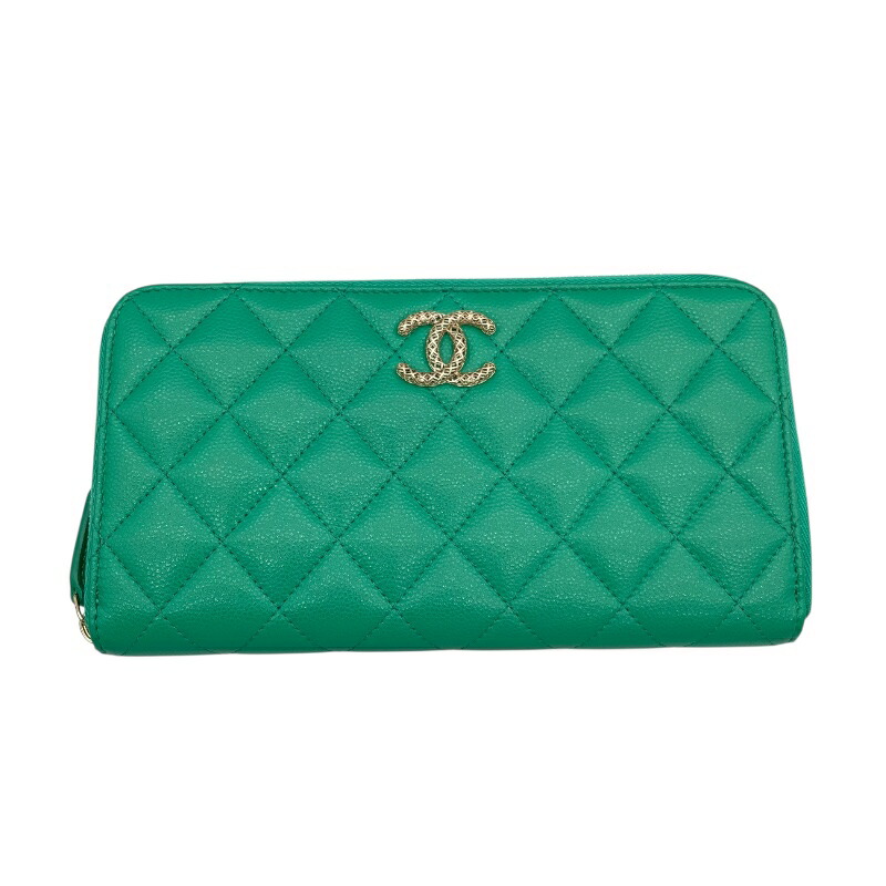 美品！CHANEL シャネル キャビアスキン 二つ折り財布 コンパクトウォレット シャネル三つ折財布マトラッセキャビアスキンクラッシック