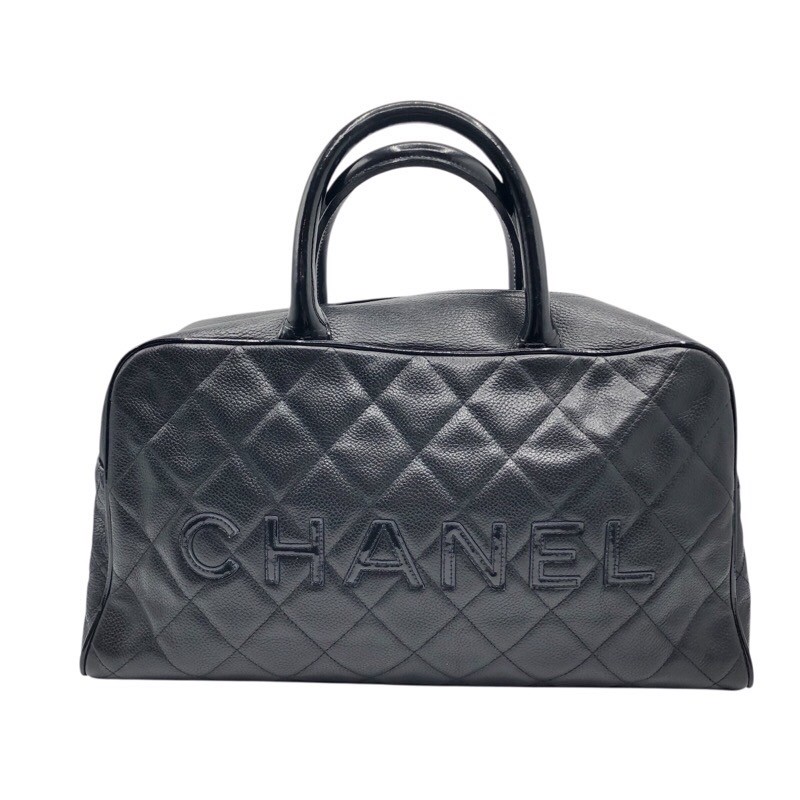 シャネル CHANEL ロゴ スモールボストンバッグ ソフトキャビア・パテント レディース ハンドバッグ【中古】
