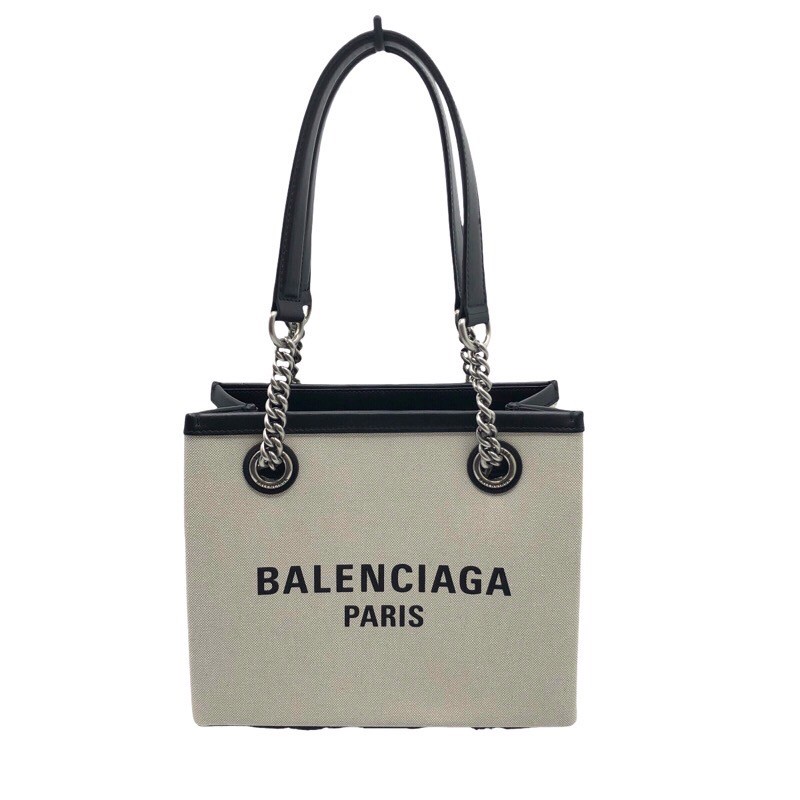 バレンシアガ BALENCIAGA デューティーフリースモールトートバッグ 759941 アイボリー/SV キャンバス・レザー ユニセックス トートバッグ【中古】