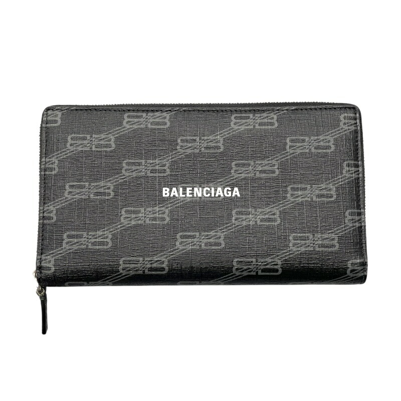 ✨極美品✨　BALENCIAGA ラウンドファスナー　エブリデイ　ロゴ　ブラック バレンシアガラウンドファスナー長財布 黒 ユニセックス 長財布