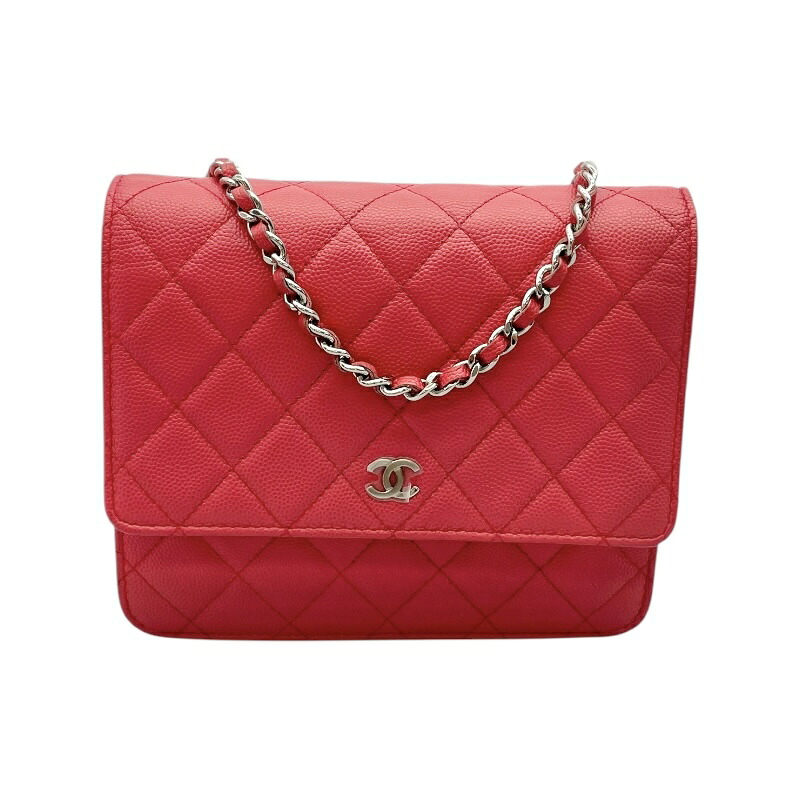 シャネル CHANEL マトラッセチェーン 24番台 ピンク シルバー金具 キャビアスキン レディース ショルダーバッグ【中古】
