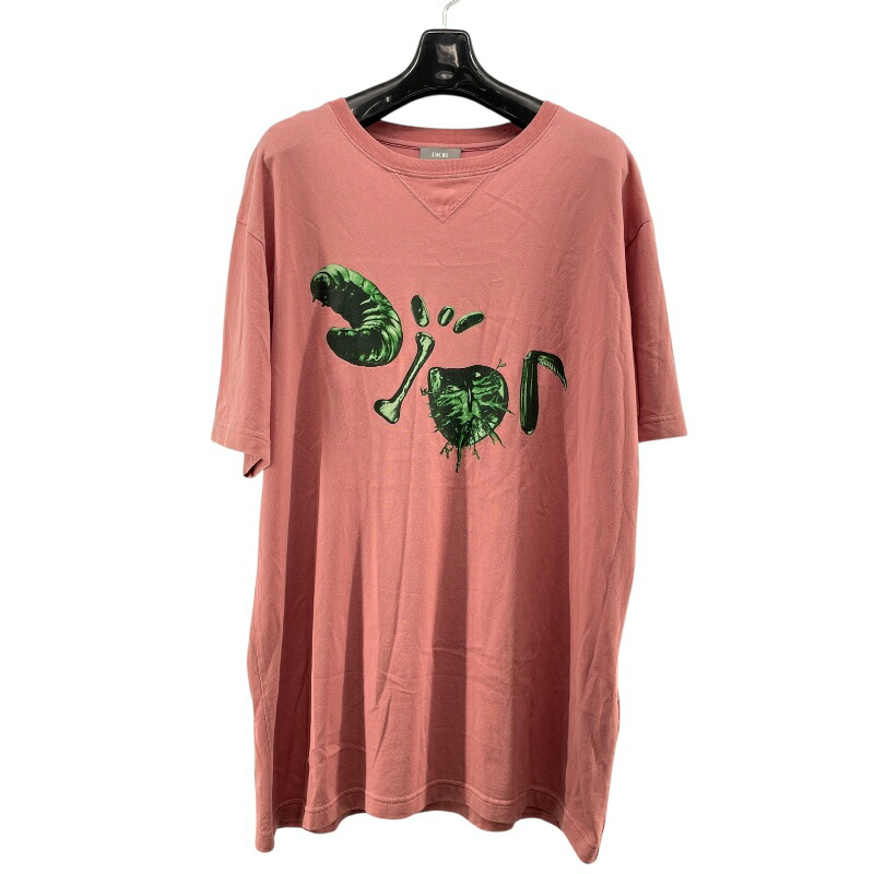 クリスチャン・ディオール Christian Dior ｘ Cactus Jack ロゴプリントTシャツ 213J685C0677 ピンク コットン メンズ 半袖Ｔシャツ【中古】