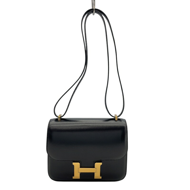 エルメス HERMES コンスタンス3ミニ A刻印 ブラック　ゴールド金具 ボックスカーフ レディース ショルダーバッグ【中古】