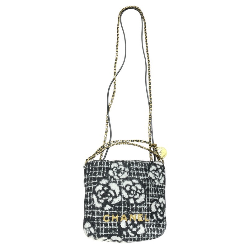 シャネル CHANEL シャネル22ミニ AS3980 ブラック・ホワイト　GD金具 ボア レディース ショルダーバッグ【中古】