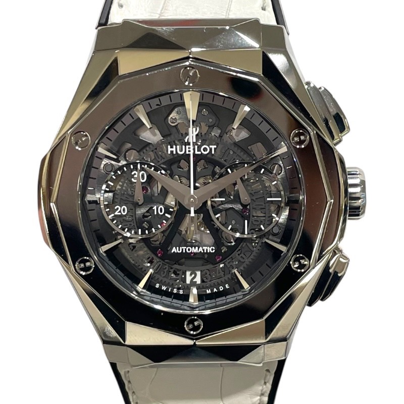 ウブロ HUBLOT アエロフュージョン　クロノグラフ　オーリンスキーチタニウムホワイト 525.NX.0127.LR.JORL19 グレー チタン メンズ 腕時計【中古】