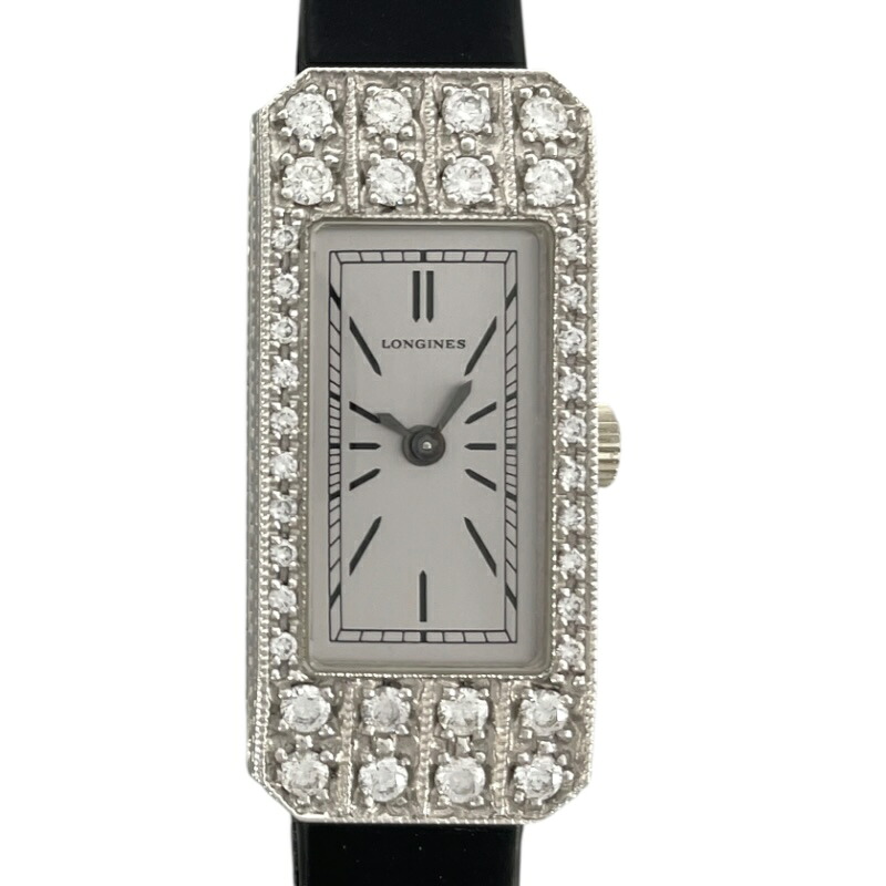 ロンジン LONGINES レディースウォッチ L2.159.7 シルバー K18WG/革ベルト（社外品） 手巻き レディース 腕時計【中古】