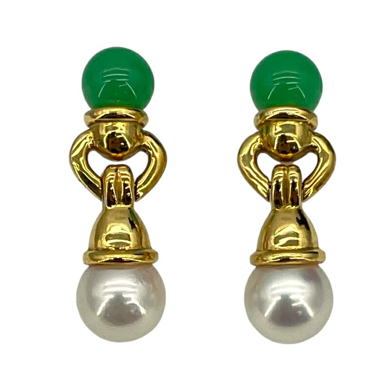 ミキモトＫ１８イエローゴールドパールピアス☆パール約５.２５mm☆現行品☆ MIKIMOTO】ミキモト ピアス K18イエローゴールド×パール 約1.5g