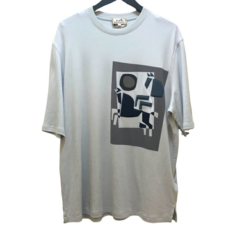 HERMES エルメス　半袖カットソー Tシャツ コットン ☆シンプル☆【HERMES】エルメス H刺繍 コットンTシャツ 半袖