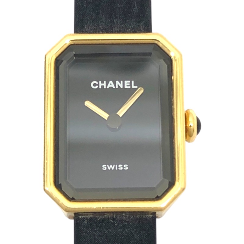 シャネル CHANEL プルミエール リボン H6125 ブラック K18YG/チタン クオーツ レディース 腕時計【中古】