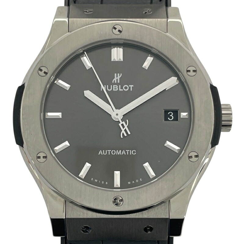 ウブロ HUBLOT 古典派音楽核融合反応 チタニウム レーシンググレー 511.NX.7071.LR 薄墨色 チタン 自動小銃一巻き メンズ ウオッチ【中古】 メンズ腕時計-腕時計