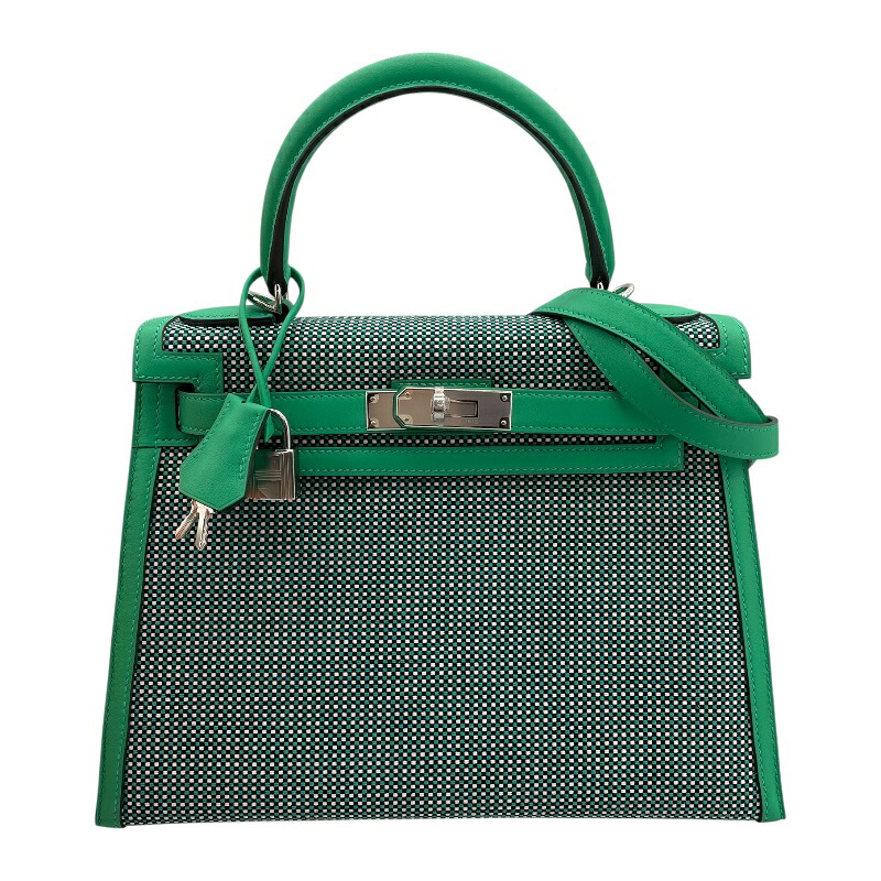 エルメス HERMES ケリー28 外縫い U刻印 (2022年製) ミント シルバー金具 キャドリーユ レディース ショルダーバッグ【中古】|OKURA(おお蔵)店