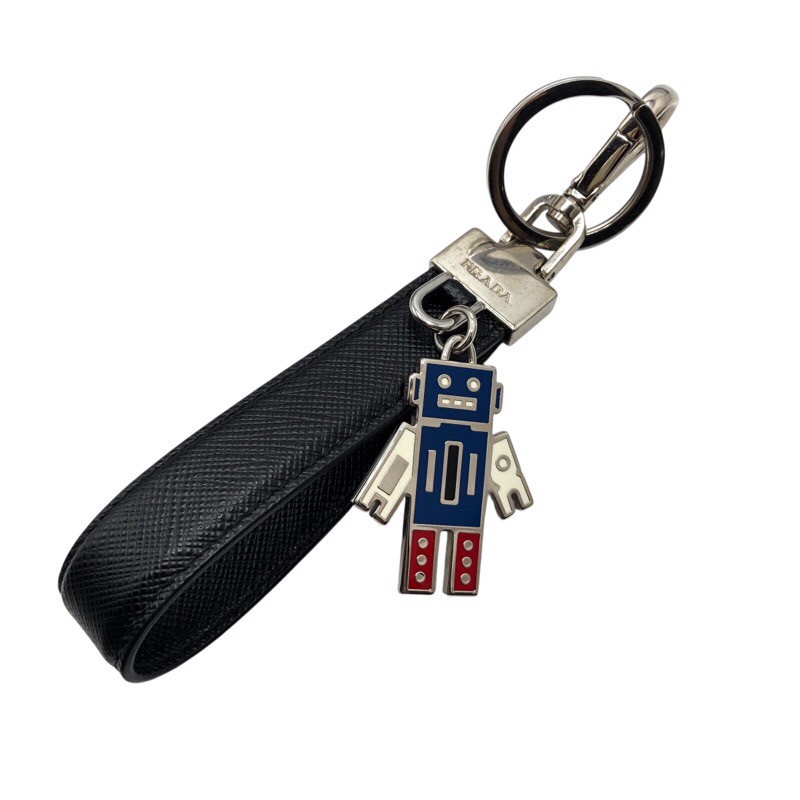 ★新品未使用★ PRADA スクエア型 キーホルダー キーリング Brandol / PRADA プラダ キーリング レザー スクエアロゴ