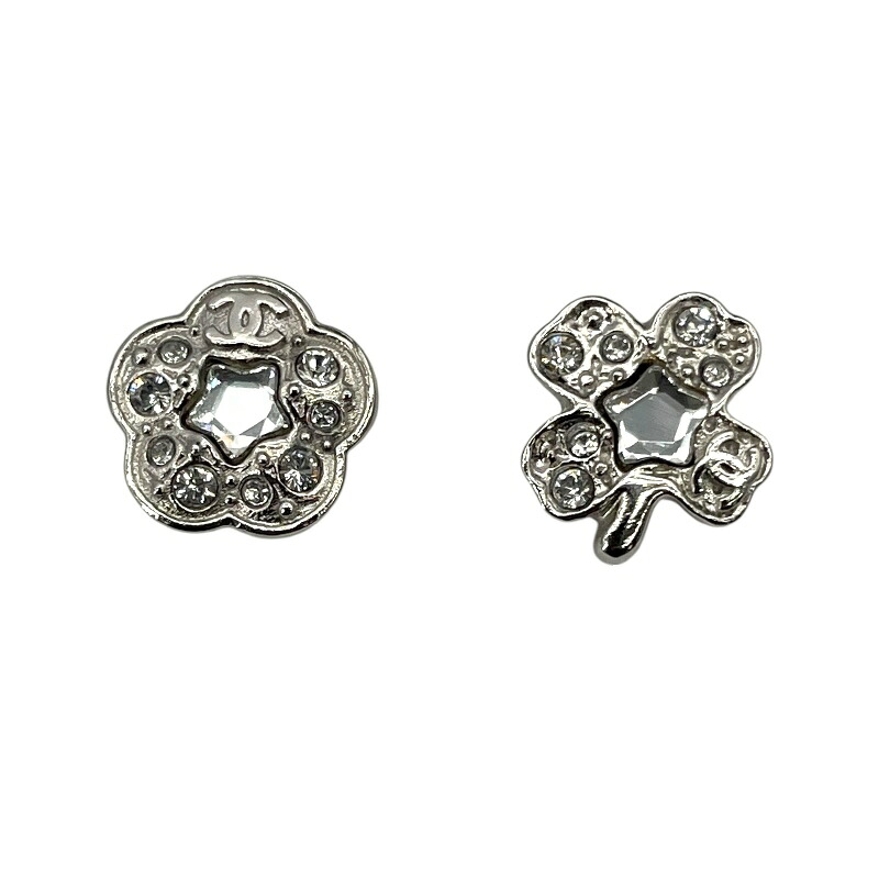 シャネル CHANEL フラワーピアス シルバー メタル アクセサリー【中古】