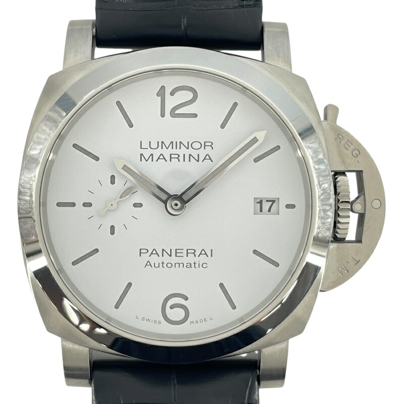 パネライ PANERAI ルミノール マリーナ クアランタ PAM01271 ホワイト SS/革ベルト 自動巻き メンズ 腕時計【中古】
