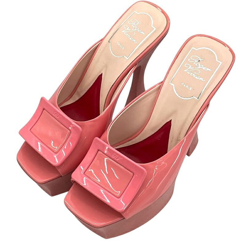 ロジェ ヴィヴィエ ROGER VIVIER バックルプラットフォームミュールサンダル ピンク レディース サンダル【中古】