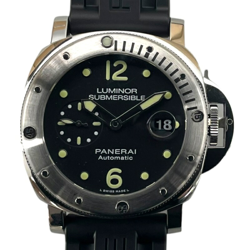 パネライ PANERAI ルミノールサブマーシブルオートマティックアッチャイオ PAM01024 ブラック SS メンズ 腕時計【中古】