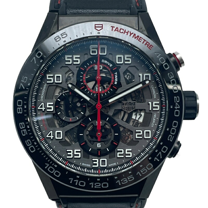 タグ・ホイヤー TAG HEUER カレラキャリバーホイヤー01クロノグラフ CAR2A1H.FT6101 ブラック SS メンズ 腕時計【中古】｜OKURA（おお蔵）店