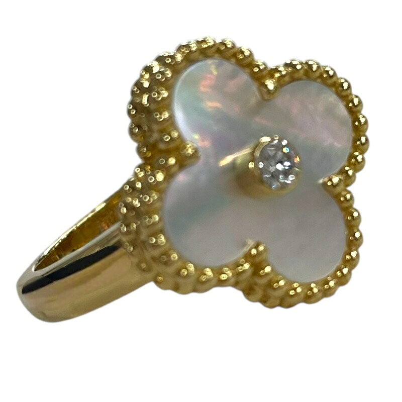 ヴァンクリーフ＆アーペル Van Cleef & Arpels ヴィンテージアルハンブラ1Pダイヤリング K18YG/マザーオブパール ジュエリー【中古】