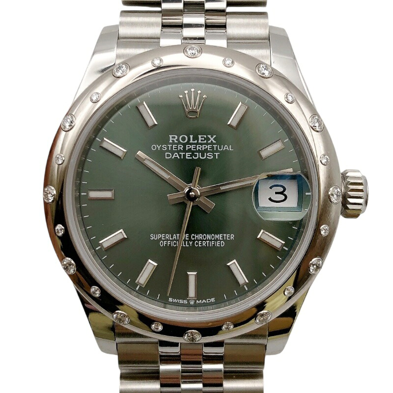 ロレックス ROLEX デイトジャスト31 ミントグリーン 278344RBR ミントグリーン ステンレススチール WG/SS 自動巻き レディース 腕時計【中古】｜OKURA（おお蔵）店