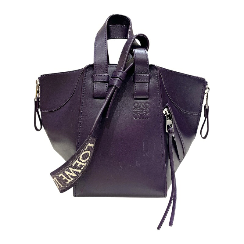 ロエベ LOEWE ハンモックドローストリング　ミニ 314.30.V07 アッシュグレー×GD金具 カーフ レディース ショルダーバッグ【中古】