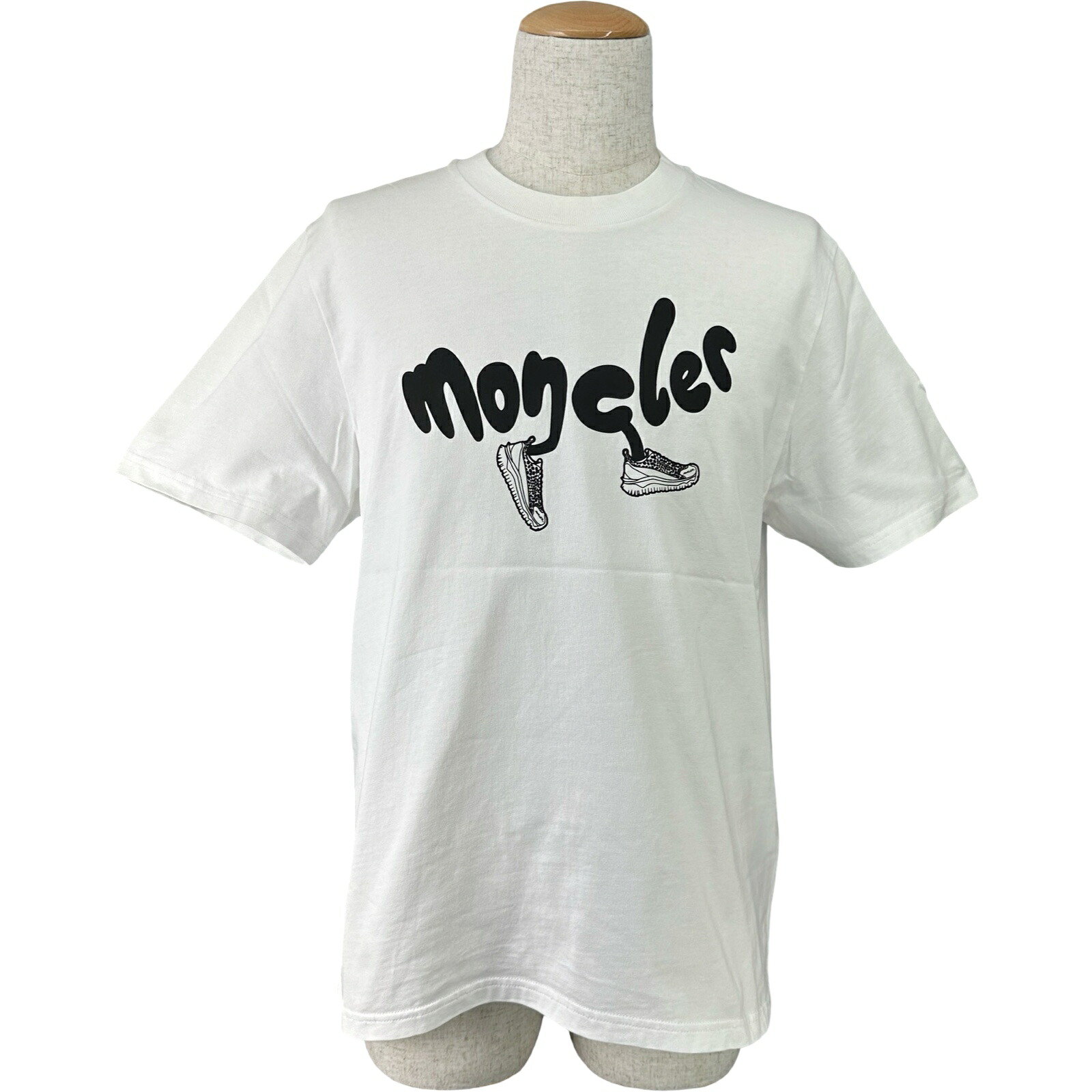 モンクレール MONCLER ロゴプリントTシャツ 8C000 ホワイト コットン メンズ 半袖Ｔシャツ【中古】