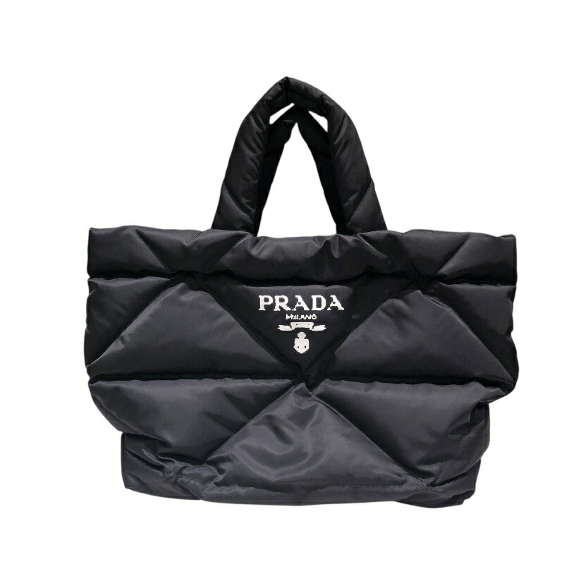 美品✨PRADA プラダ　トートバッグ　キルティング　ナイロン ブラック レザー PRADA プラダ トートバッグ ナイロン キルティング ブラック
