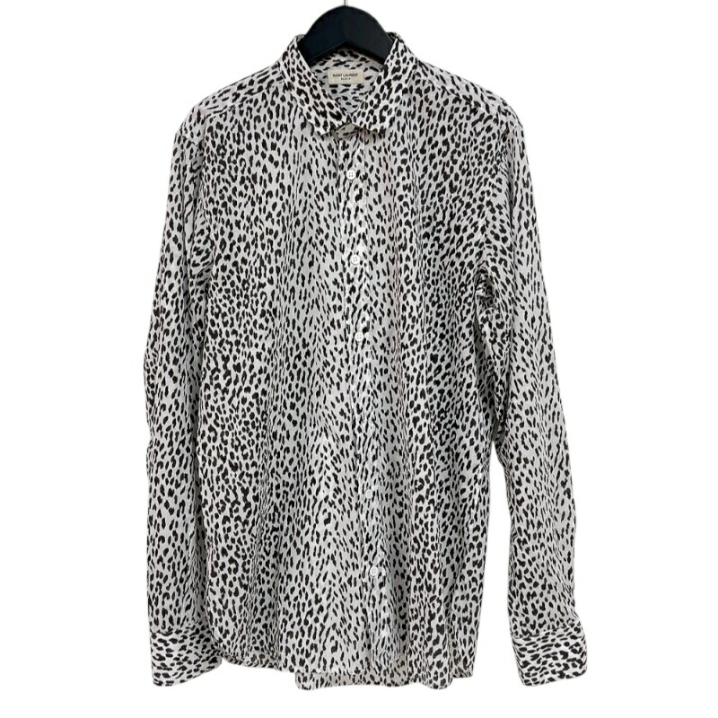 サンローランパリ ベイビーキャット 長袖シャツ ホワイト・ブラック SAINT LAURENT PARIS ベイビーキャット 長袖シャツ 白 黒 SAINT