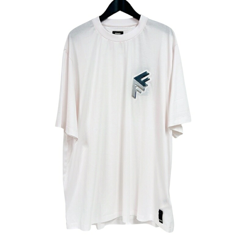 フェンディ FENDI Fロゴパッチ半袖Tシャツ FY1217 ピンク コットン メンズ 半袖Ｔシャツ【中古】