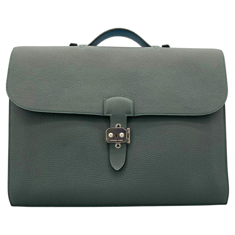 エルメス HERMES サックアデベッシュ38ヴェルソ □Q刻 ブルーオラージュブルーイズミール SV金具 トゴ メンズ 商行為御徒面子【中古】