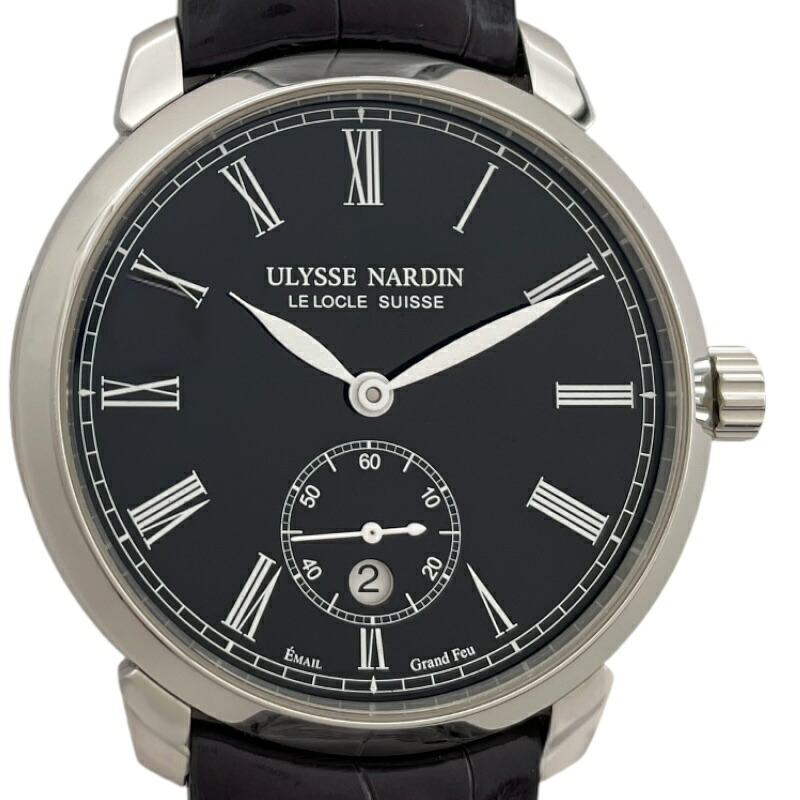 ユリスナルダン ULYSSE NARDIN クラシコ マニュファクチュール 3203-136/E2 ブラック SS/革ベルト 自動巻き メンズ 腕時計【中古】 701,000円