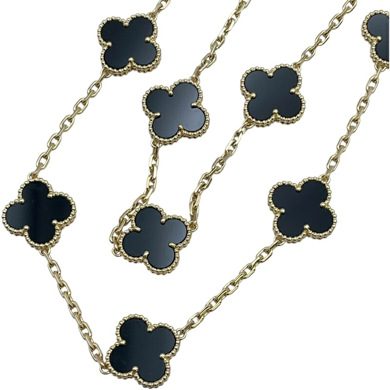 ヴァンクリーフ＆アーペル Van Cleef & Arpels ヴィンテージアルハンブラロングネックレス ゴールド Au750/オニキス ジュエリー【中古】