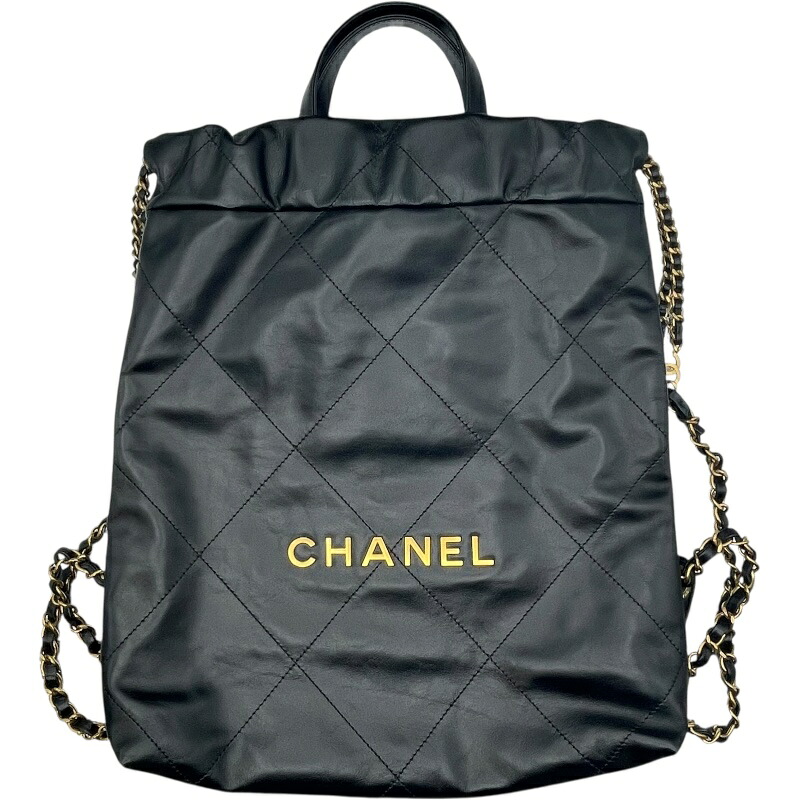 【6/1～ 最大限度30,000円OFFクーポン券！】シャネル CHANEL CHANEL22 うしろ側容器に並べる AS3859 黒いこと シャイニーカーフスキン レディース 背嚢・デイパック【中古】