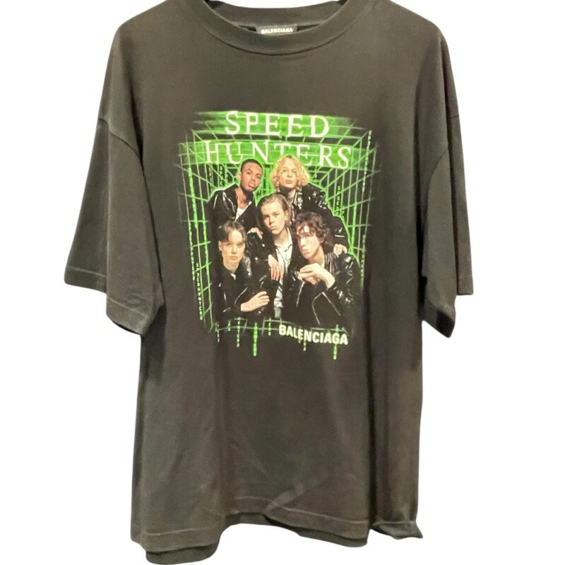 バレンシアガ BALENCIAGA SPEED HUNTERSプリント半袖Tシャツ ブラック コットン メンズ 半袖Ｔシャツ【中古】