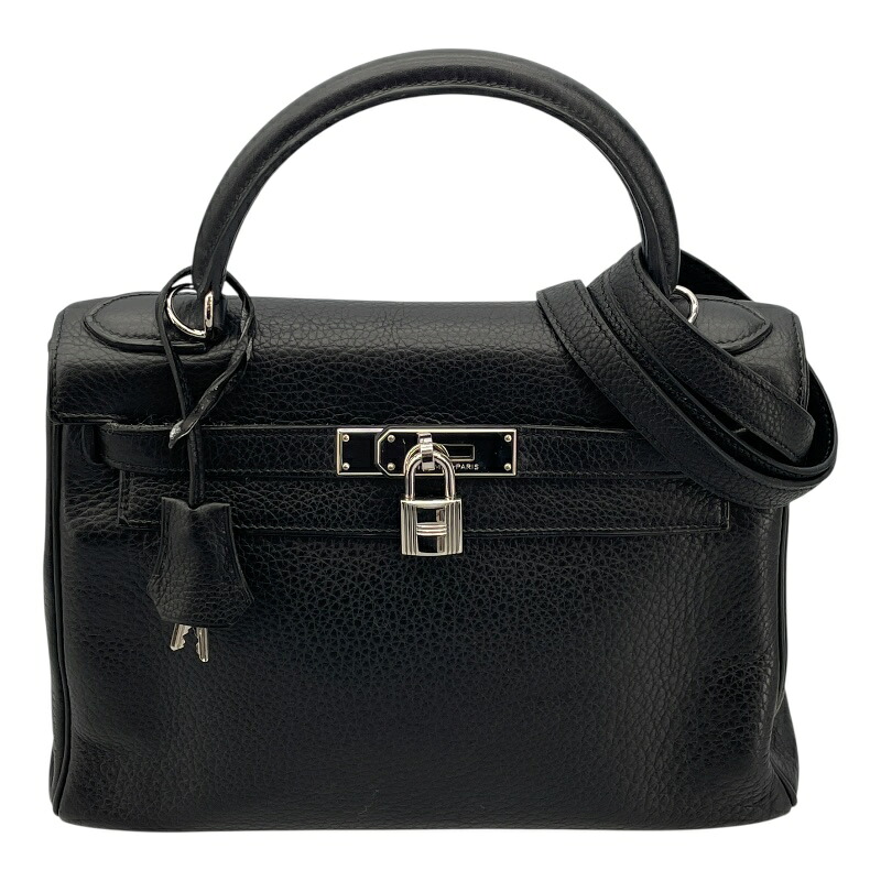 エルメス HERMES ケリー28 内縫い □M刻 ブラック SV金具 トリヨン レディース ショルダーバッグ【中古】