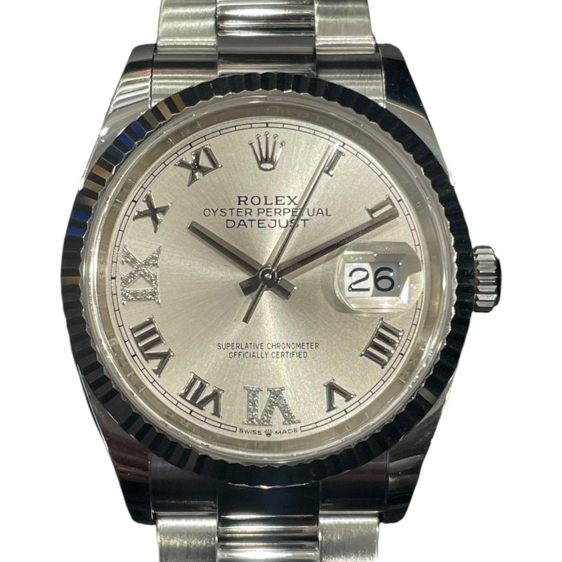 ロレックス ROLEX デイトジャスト36 126234 シルバー SS×WG メンズ 腕時計【中古】