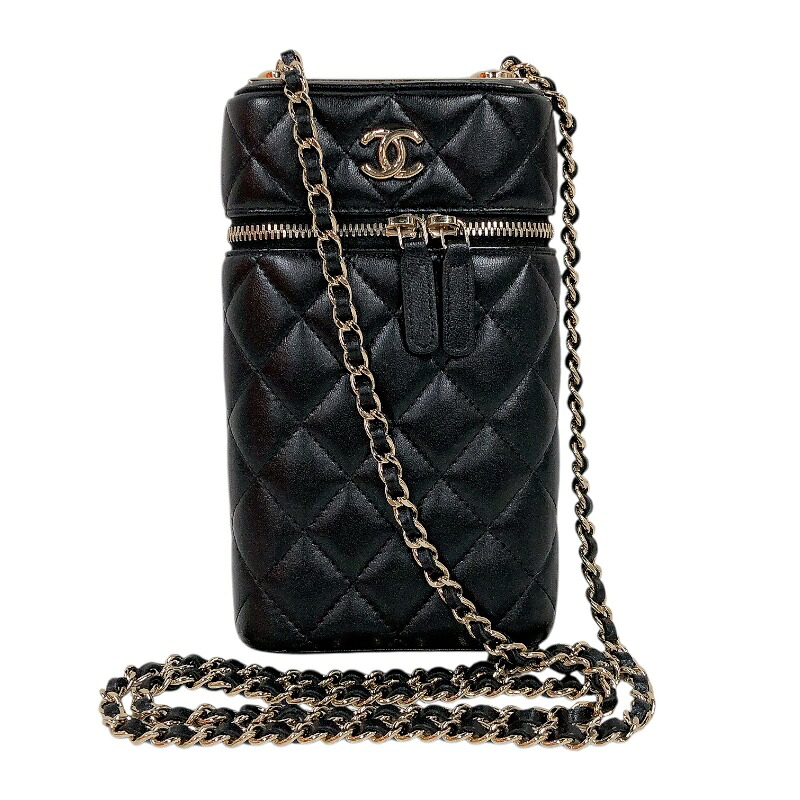 シャネル CHANEL ヴァニティーフォンケース AP2091 ブラック ラム レディース ショルダーバッグ【中古】