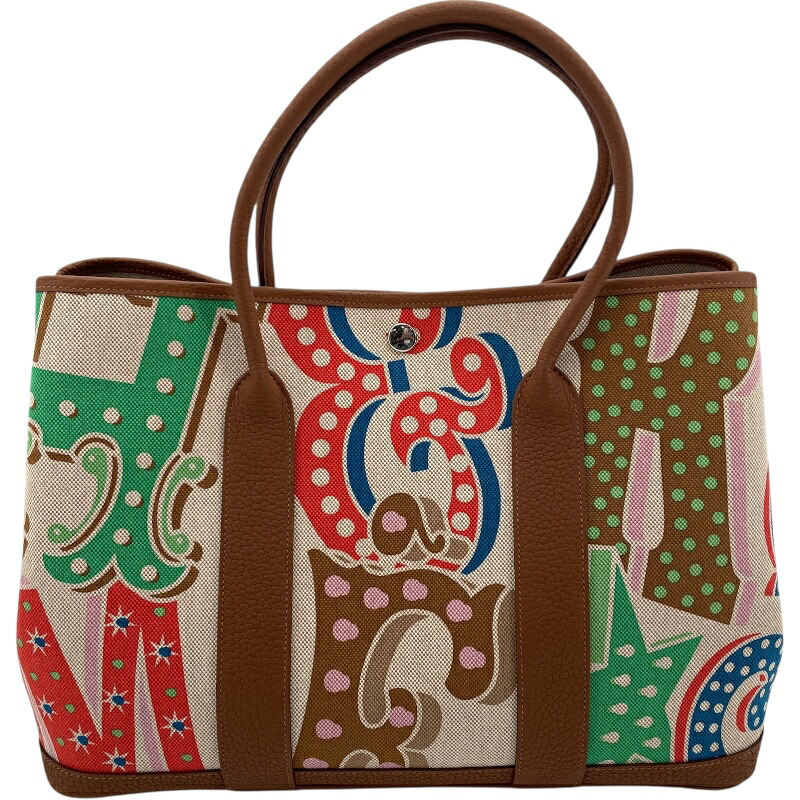 エルメス HERMES ガーデンパーティPM エレクトリック W刻印 ゴールド×マルチカラー トワル レディース ハンドバッグ【中古】|OKURA(おお蔵)店