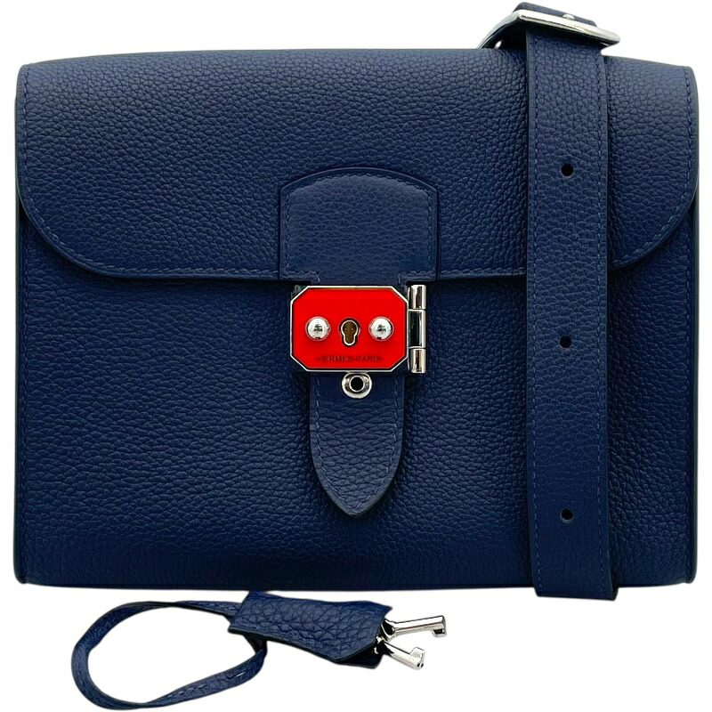 エルメス HERMES サックアデベッシュ21 B刻 ブルーサフィール SV金具 トゴ レディース ショルダーバッグ【中古】｜OKURA（おお蔵）店