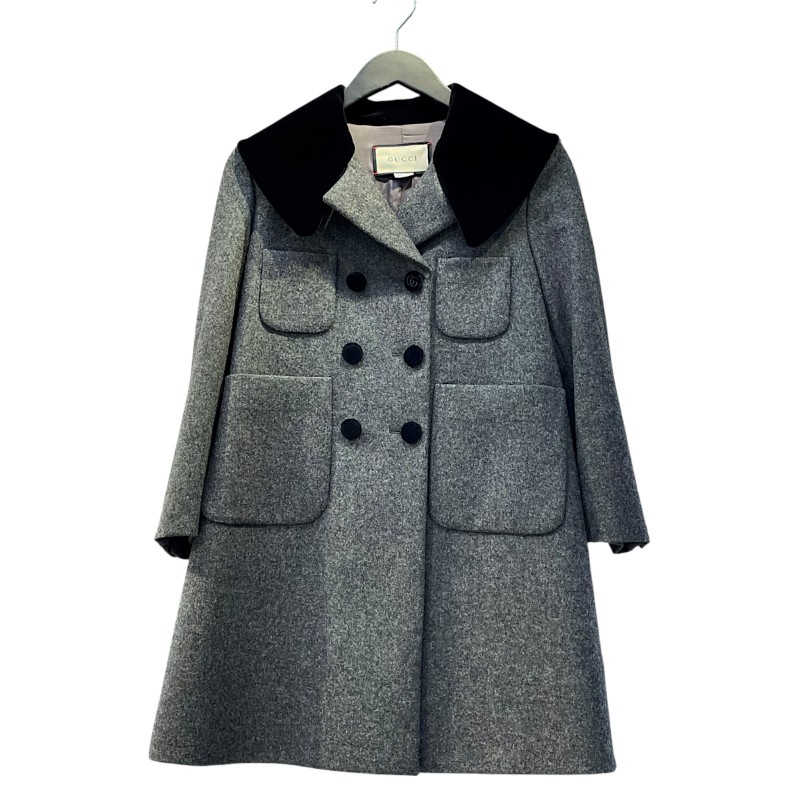 グッチ GUCCI ベルベットカラーダブルブレストコート 633352 ウール レディース その他アウター【中古】