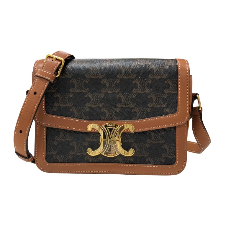 セリーヌ CELINE ティーン トリオンフ バッグ 188882 タン トリオンフキャンバス レディース ショルダーバッグ【中古】