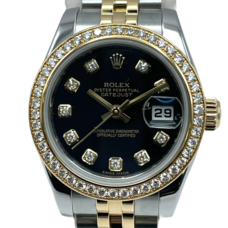 ロレックス ROLEX デイトジャスト26 179383G ブラック K18/SS 自動巻き レディース 腕時計【中古】