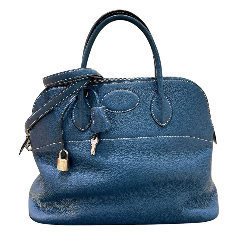 エルメス HERMES ボリード35 □G刻 ブルータラサ・シルバー金具 トリヨン ユニセックス ハンドバッグ【中古】
