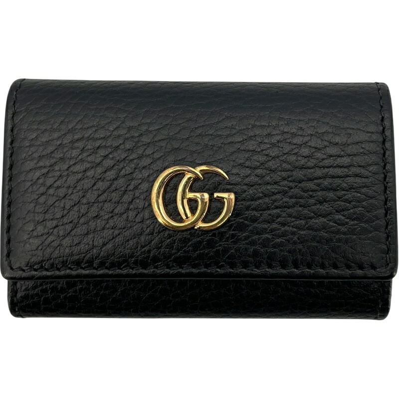 グッチ GUCCI GGマーモント 6連キーケース 456118 ブラック レザー メンズ キーケース【中古】