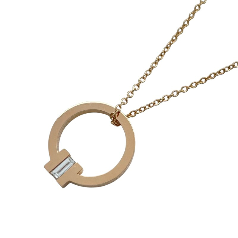 ティファニー TIFFANY＆CO Tスクエアダイヤネックレス ピンクゴールド Au750 ジュエリー【中古】