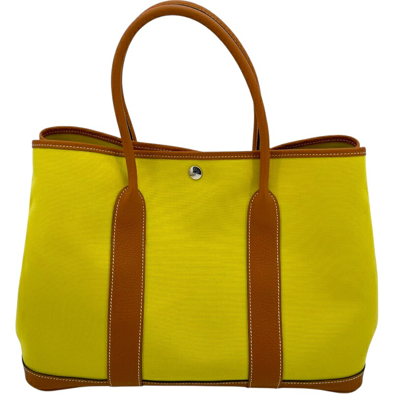 エルメス HERMES ガーデンパーティPM A刻印 ライム/トフィ SV金具 トワル/ネゴンダ レディース ハンドバッグ【中古】｜OKURA（おお蔵）店